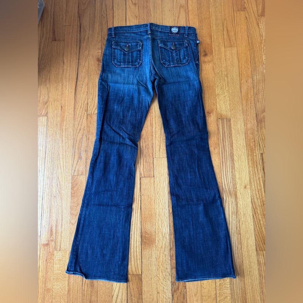 Rock & Republic Y2K Dark Blue Low Rise Flare Premium Denim Size 30 - Picture 3 of 6